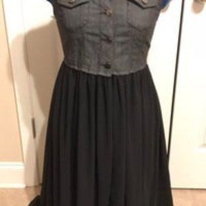 Black Denim Maxi Vest Dress Small